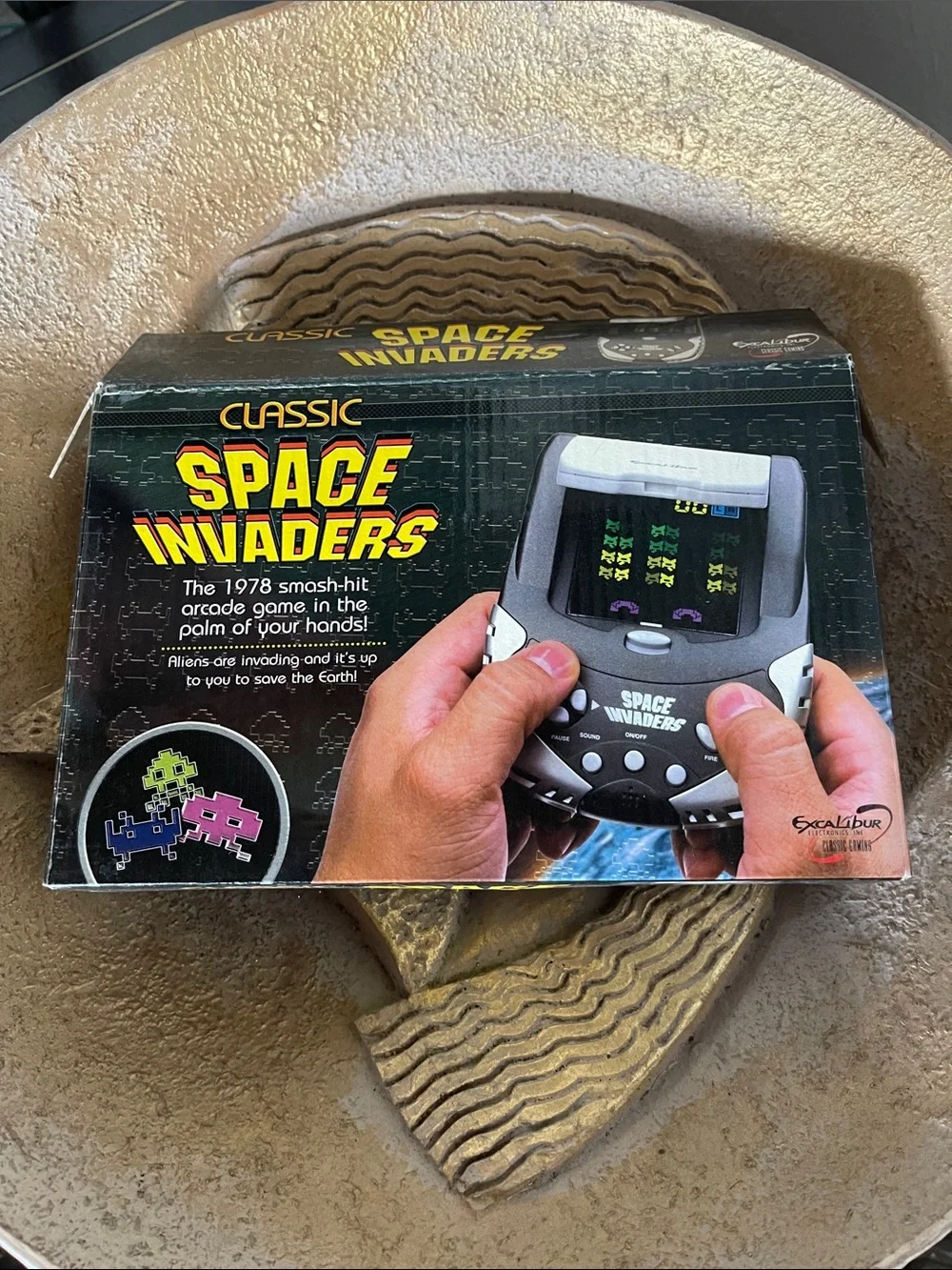 Classic Space Invaders Handheld Game Console - Black/Grey